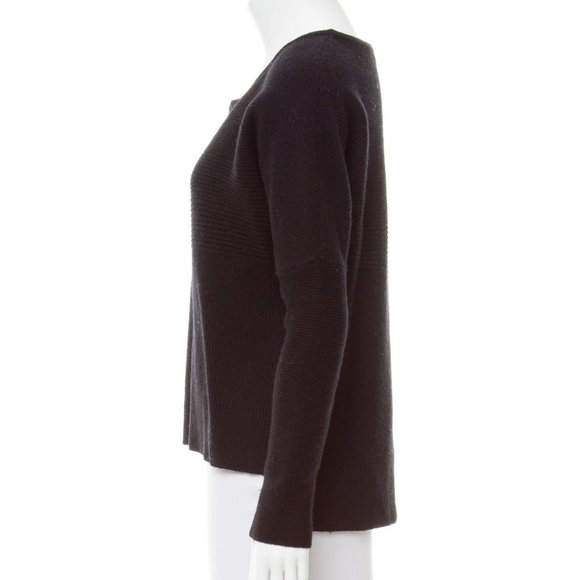 Helmut Lang Black High-Low Bateau Neck Sweater - Size: Petite - Picture 2 of 4
